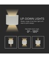 5W LED vägglampa med upp/ned ljus - IP65 utomhus, grå, rund, 4000K, inkl. ljuskälla