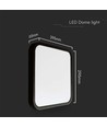24W LED taklampa med Samsung chip, kvadratisk - 2500lm, IP44, svart kant, 6500K