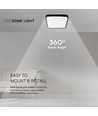 24W LED taklampa med Samsung chip, kvadratisk - 2500lm, IP44, svart kant, 6500K