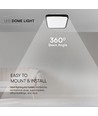 48W LED taklampa, 42x42cm - 4000K, IP44, svart kant, kvadratisk, 5160lm