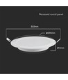 24W Ø29,5cm LED infällt panel - Samsung LED chip, 3000K, 110lm/W, Hål: Ø27,5-28 cm, Mått: Ø29,5 cm
