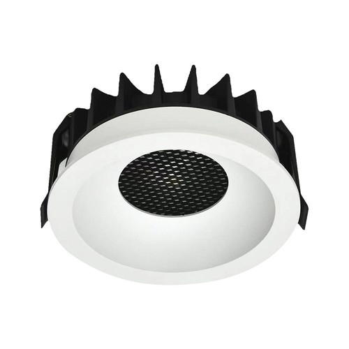 24W Ø13,5cm Bländfri CCT Downlight RA90 - Hål: Ø11,5 cm, Mått: Ø13,5 cm, 3 ljusfärger, vit front, Honeycomb