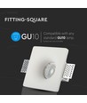 Fyrkantig GU10 gips infälld spot - Vit, 123x123 mm hål, IP20, utan ljuskälla