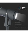 12W LED trädgårdsspotlight med spett - IP65, Grön färg, grått hölje, 20 grader, aluminium