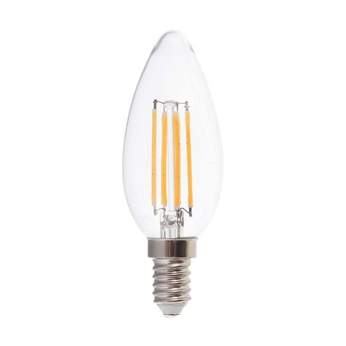 E14 6W LED kronljus filament - 130lm/W, klart glas, C37