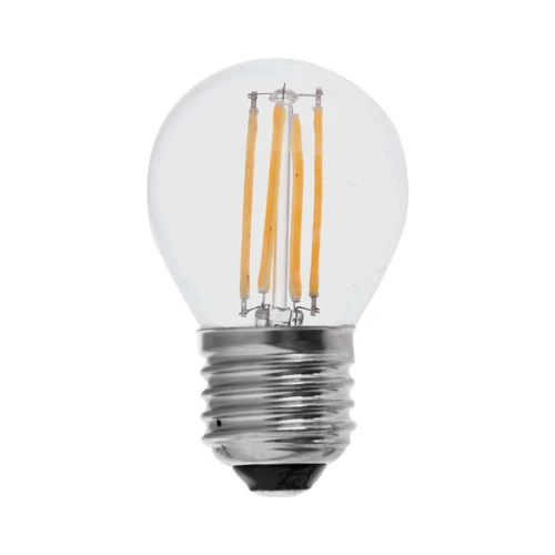 E27 6W LED kronlampa - G45, koltråd, klar, 230V
