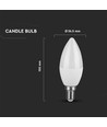 E14 6,5W LED-kronljus - C37, plast