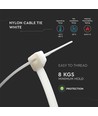 Kabelband 10 cm, 100 st - Bredd 2,5 mm vit