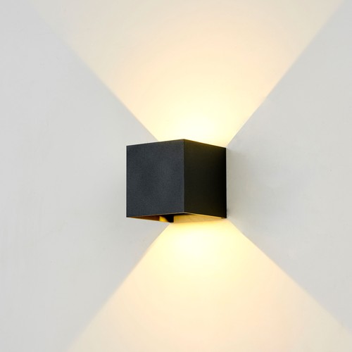 6W CUBIC PRO vägglampa - IP65, svart, vidarekoppling, justerbar, fyrkantig, upp/ner, utomhus, inkl. ljuskälla