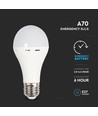 E27 9W LED lampa med nödljus - A70, 720lm, 4000K, 4,5 timmars batteritid