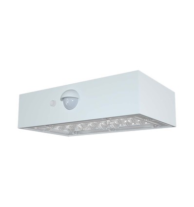 3W solcell vägglampa med sensor - IP65, vit, 350lm, PIR sensor, utomhus
