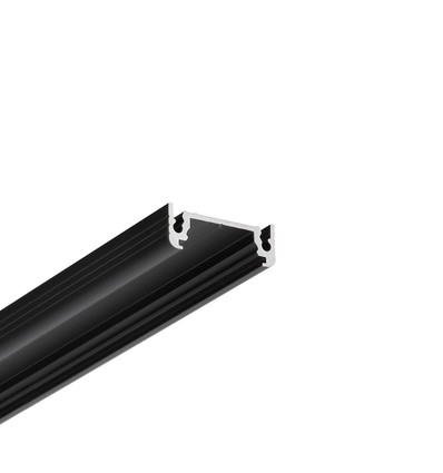 1m aluprofil SURFACE14 EE7F/TY - Svart anodiserad, påbyggnad, LED skena