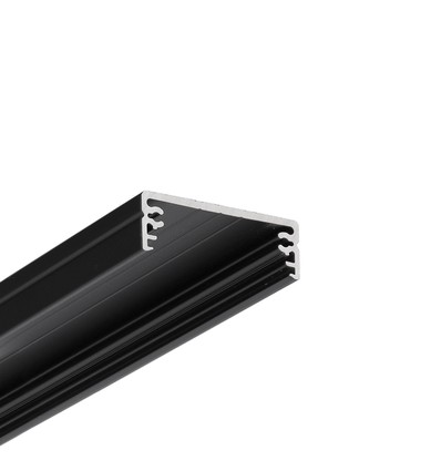 1m aluprofil WIDE24 G/W - Svart anodiserad, utanpåliggande, LED-skena
