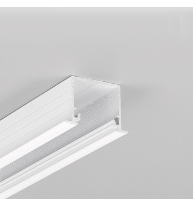 1m aluprofil LINEA-IN20 EE7F/U7 - Vitlackerad, infälld, LED-skena