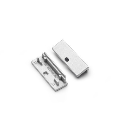 1 st. ändstycke WIDE24 - Med hål, silverfärgad