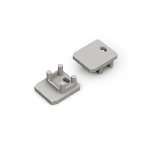 1 st. ändstycke HIDE10 - Med hål, grå