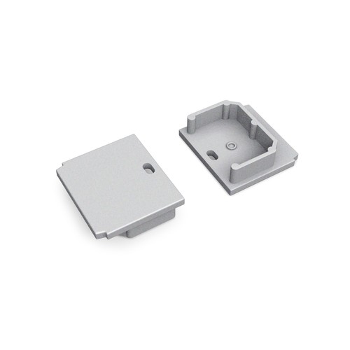 1 st. ändstycke LINEA-IN20 TRIMLESS - Med hål, silverfärgad