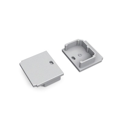 1 st. ändstycke LINEA-IN20 TRIMLESS - Med hål, silverfärgad