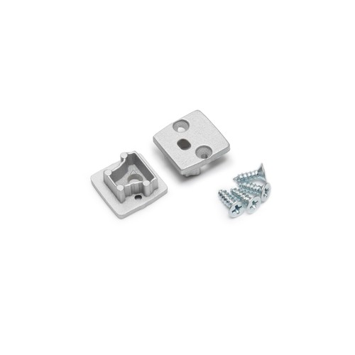 1 st. ändstycke FLOOR12 - Med hål, silverfärgad