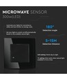 Väggmonterad mikrovågssensor - Svart, för inbyggnad, Max 300W
