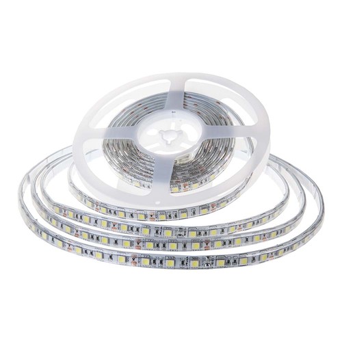 10m 8W/m stänksäker LED strip - 24V, IP65, 120 LED per meter, 6500K