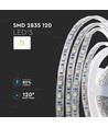 10m 8W/m stänksäker LED strip - 24V, IP65, 120 LED per meter, 6500K