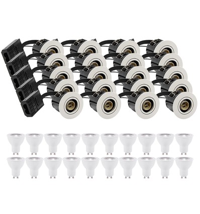 20 st. downlight Inno88 - Inkl. 6W RA97 GU10, matt vit, IP44, godkänd i isolering