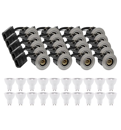 20 st. downlight Inno88 - Inkl. 6W RA97 GU10, borstad aluminium, IP44, godkänd i isolering