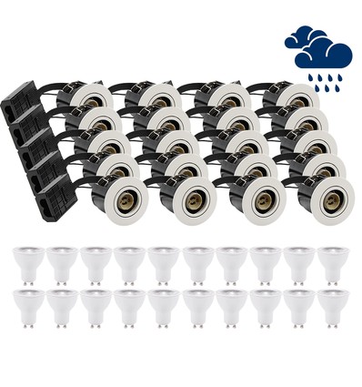 20 st LEDlife downlight Inno88 Utomhusbruk - Inkl. 6W GU10, Vit, IP44, godkänd i isolering