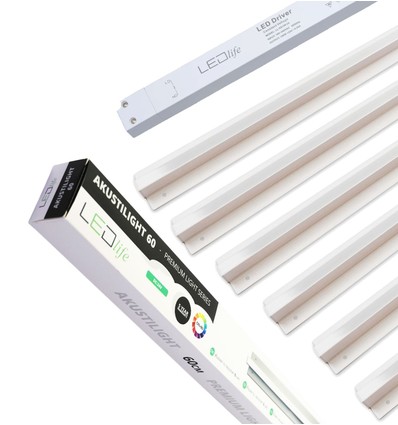 Troldtekt LED dimbar skenaset 6x60 cm Infälld, Akustilight, Fjärrkontroll dimbar, inkl. kablar och driver