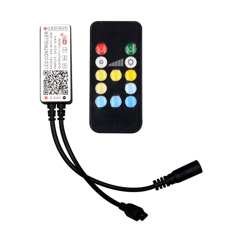 WiFi LED controller med fjärrkontroll, 12V/24V - Smart Life, Google Home, CCT/RGB, 72-144W