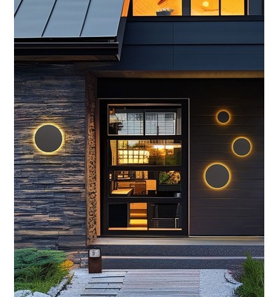 12W Vägglampa - IP44 utomhus, Ø18cm, 3 ljusfärger, Vit