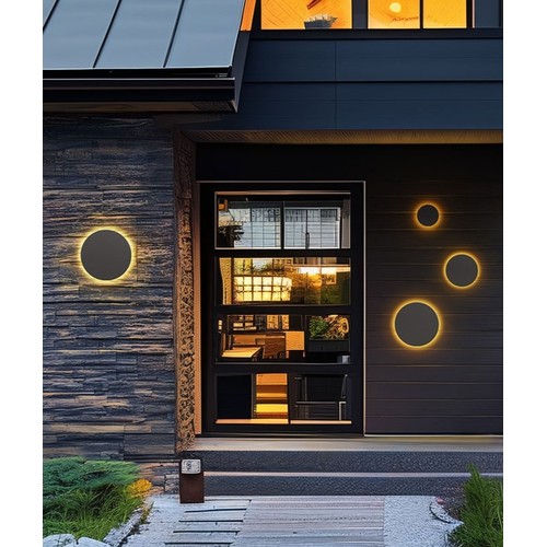 12W Vägglampa - IP44 utomhus, Ø18cm, 3 ljusfärger, grå, CCT