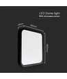 30W LED sensorlampa - IP44, 42x42cm, svart kant, inbyggd mikrovågssensor, 4000K