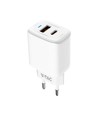 20W Travel Adapter med PD och QC - Vit, 1x PD port, 1x QC port