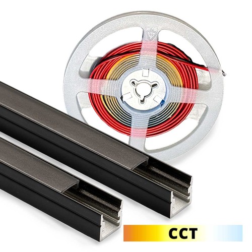 Ljus till akustikpanel, 240cm, svart - Komplett set med aluprofil och CCT LED strip