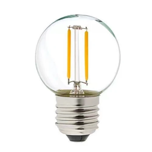 E27 2W LED klotlampa - G40, filament, klart glas