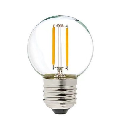E27 2W LED klotlampa - G40, filament, klart glas