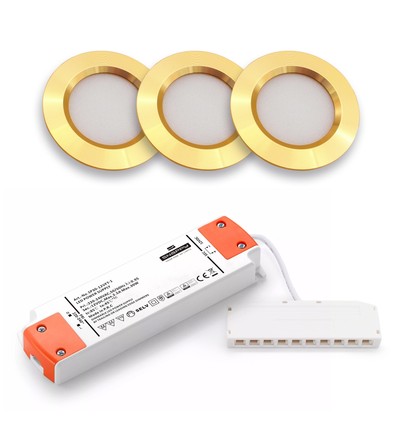 3-pack Reco68 möbelspot dimbar - Guld, inkl. dimbar strömförsörjning