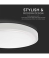 24W LED sensorlampa - Ø29,5cm, IP44, vit kant, 3000K, inbyggd mikrovågssensor
