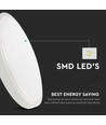 24W LED sensorlampa - Ø29,5cm, IP44, vit kant, 3000K, inbyggd mikrovågssensor