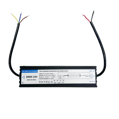 200W / 24V DC dimbar strömförsörjning - 8.33A, IP67, Triac