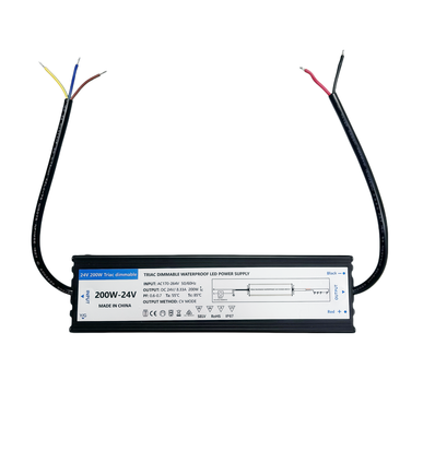 200W / 24V DC dimbar strömförsörjning - 8.33A, IP67, Triac