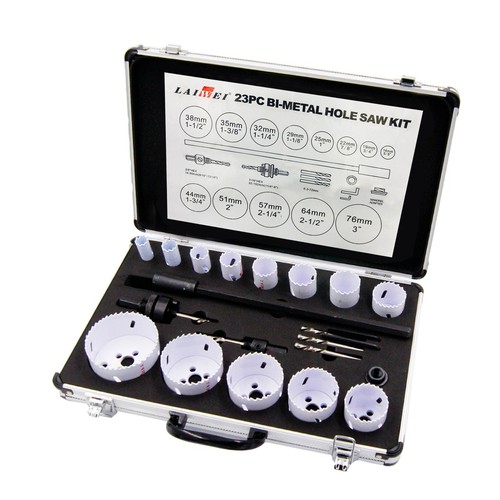 Sats med 23 st. hålsågar - Ø16-76mm, Aluminiumväska