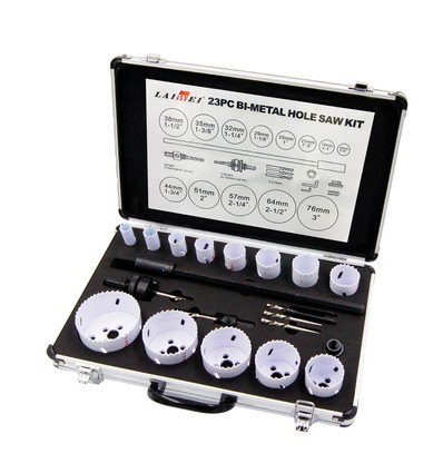 Sats med 23 st. hålsågar - Ø16-76mm, Aluminiumväska