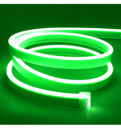 8W per meter Grön 8x16 CLIP-ON Neon Flex LED - 24V DC, IP67
