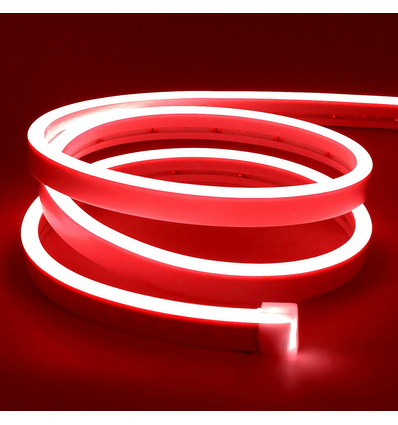 8W per meter Röd 8x16 CLIP-ON Neon Flex LED - 24V DC, IP67