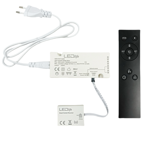 LEDlife Möbelspot Wifi strömförsörjning 15W - För Sono och Reco möbelspot, Tuya/Smart Life, RF, max. 4 spot, inkl. fjärrkontroll