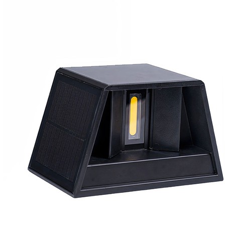 Solcells-vägglampa - IP54, svart, upp/ner, justerbar spridning, skymningssensor