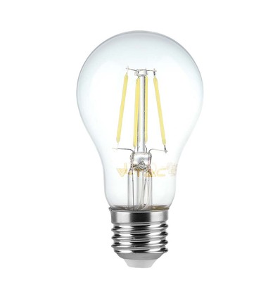 E27 6W LED filamentlampa - A60, klart glas, 600lm, 3000K